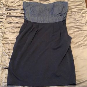 Strapless dress with denim bust